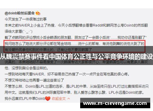 从魏震禁赛事件看中国体育公正性与公平竞争环境的建设